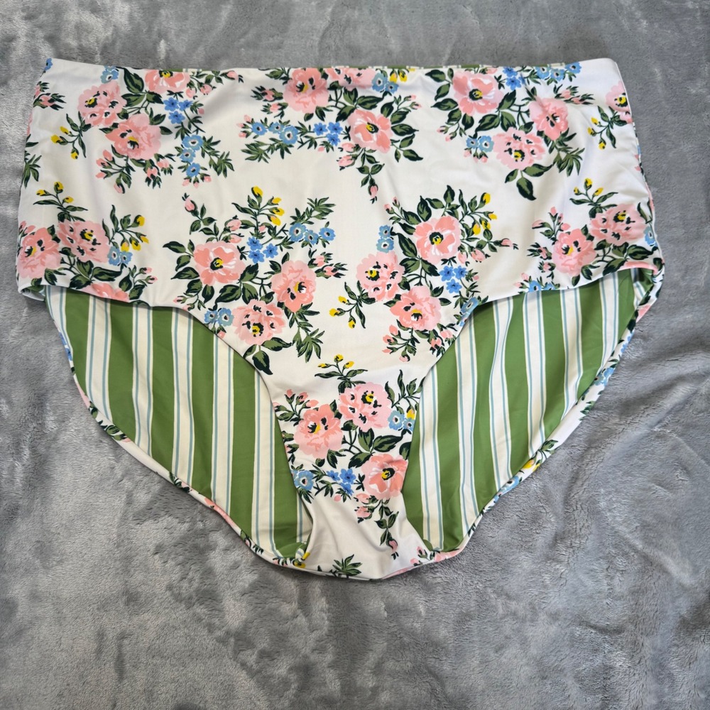 Reversible plus size floral stripes swim bottoms size 3X